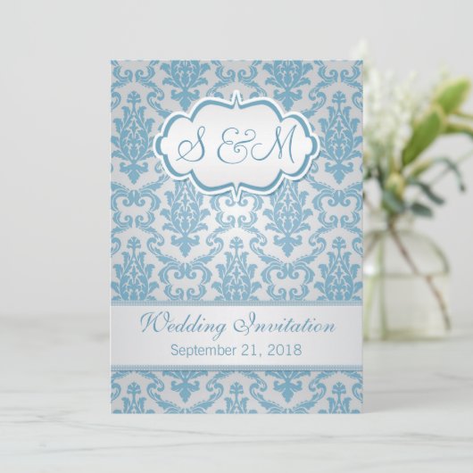 Licht blauwe damp op zilveren achtergrond Weddensc Kaart (Staand voorkant)