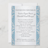 Licht blauwe damp op zilveren achtergrond Weddensc Kaart (Achterkant)