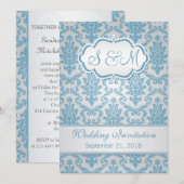 Licht blauwe damp op zilveren achtergrond Weddensc Kaart (Voorkant / Achterkant)