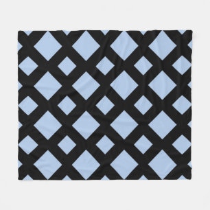 Licht blauwe diamanten op zwart fleece deken