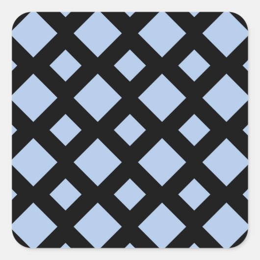 Licht blauwe diamanten op zwart vierkante sticker (Voorkant)