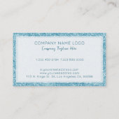 Licht blauwe glazen glittertextuur met glans visitekaartje (Achterkant)