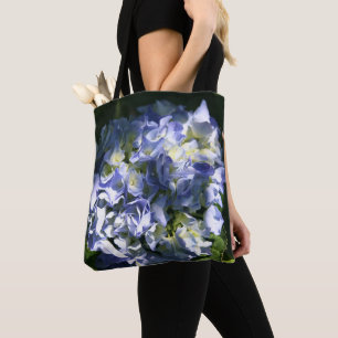 Licht blauwe hydrangeventilator tote bag