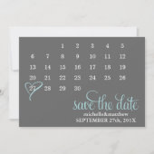 Licht Blauwe Kalender Weddenschap Sla de datum op Save The Date (Voorkant)