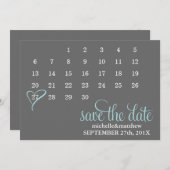 Licht Blauwe Kalender Weddenschap Sla de datum op Save The Date (Voorkant / Achterkant)