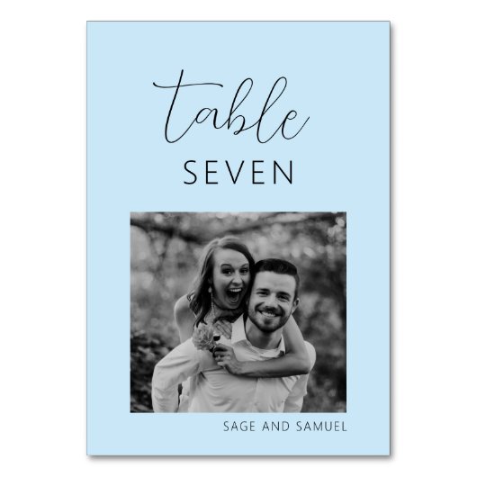 Licht Blauwe Minimale Tabelnummers Kaart (Voorkant)