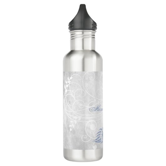 Licht Blauwe Pacock Aangepaste waterfles Waterfles (Links)