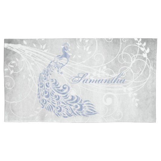 Licht Blauwe Pacock Persoonlijke Kussenslopen (Voorkant-Links)