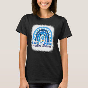 Licht blauwe regenboog op beschadigde autisme t-shirt