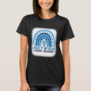 Licht blauwe regenboog op beschadigde autisme t-shirt