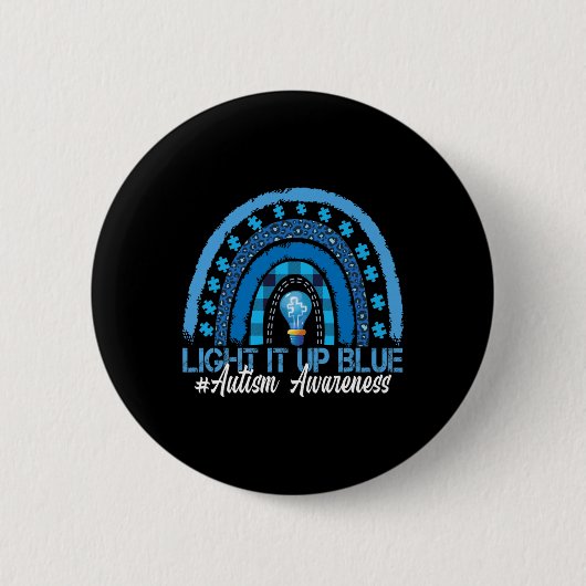 Licht blauwe regenboogautisme op ronde button 5,7 cm (Voorkant)