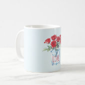 Licht Blauwe Rode Rozen Glas Ijs Koffiemok (Voorkant links)