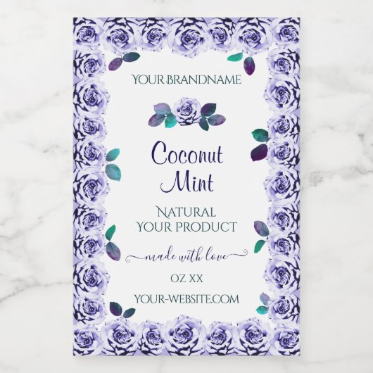 Licht blauwe Rozen op etiketten met witte verpakki (Enkel label)