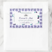 Licht blauwe Rozen op witte etiketten met Logo (Tas)