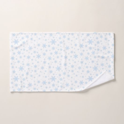 Licht blauwe sneeuwvlokken op wit bad handdoek (Handdoek)