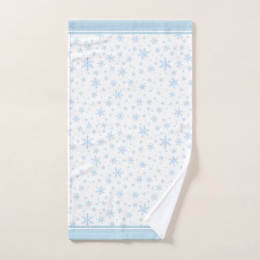 Licht blauwe sneeuwvlokken op witte doekset bad handdoek (Handdoek)