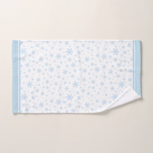 Licht blauwe sneeuwvlokken op witte doekset bad handdoek (Handdoek)