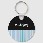 Licht blauwe streep persoonlijke Sleutelhanger (Voorkant)