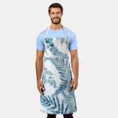 Licht blauwe tropische bladeren schort (Gedragen)