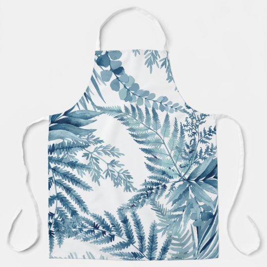 Licht blauwe tropische bladeren schort (Voorkant)