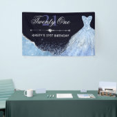 Licht blauwe Waterverf Dress 21e verjaardag Spandoek (Beurs)