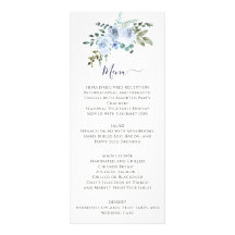 Licht blauwe Waterverf Floral | Menu LT Blue