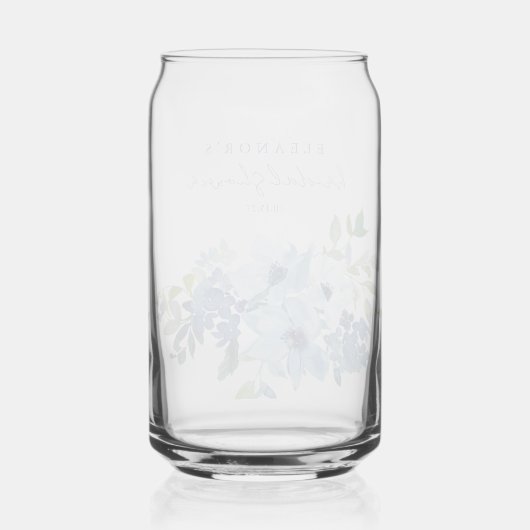 Licht Blauwe Waterverf Floral Vrijgezellenfeest Aa Blikvorm Glas (Achterkant)