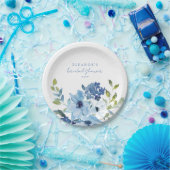 Licht Blauwe Waterverf Floral Vrijgezellenfeest Aa Papieren Bordje (Feest)