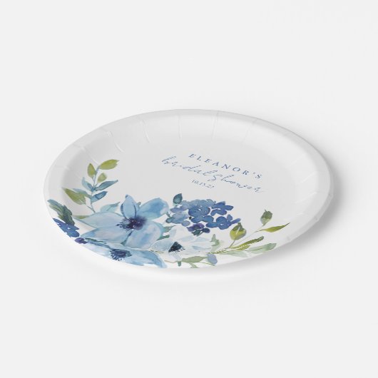 Licht Blauwe Waterverf Floral Vrijgezellenfeest Aa Papieren Bordje (Gekanteld)