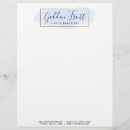 Licht blauwe Waterverf & modern Gold geometrische Briefhoofd