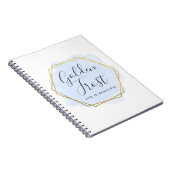 Licht blauwe Waterverf & modern Gold geometrische  Notitieboek (Rechterzijde)