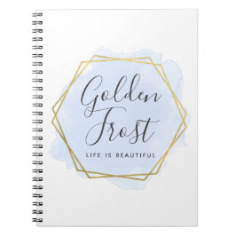 Licht blauwe Waterverf & modern Gold geometrische Notitieboek