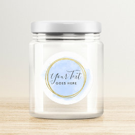 Licht blauwe Waterverf & modern Gold geometrische Ronde Sticker