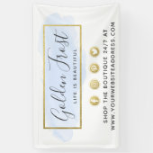 Licht blauwe Waterverf & modern Gold geometrische  Spandoek (Verticaal)