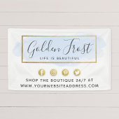 Licht blauwe Waterverf & modern Gold geometrische  Spandoek