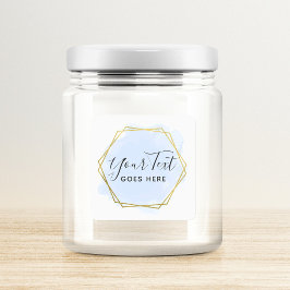 Licht blauwe Waterverf & modern Gold geometrische Vierkante Sticker