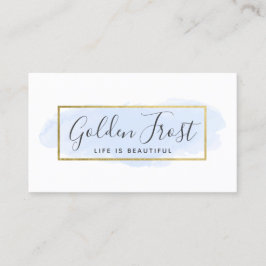 Licht blauwe Waterverf & modern Gold geometrische Visitekaartje