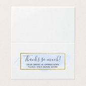 Licht blauwe Waterverf Modern Gold Hartelijk dank Kaart (Buitenkant ongevouwen)