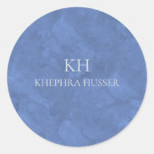 Licht blauwe Waterverf Ronde Sticker (Voorkant)
