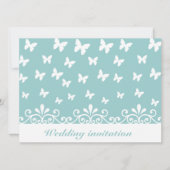 Licht blauwe witte vlinders zwemmen bruiloft uitno kaart (Voorkant)
