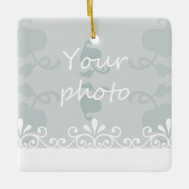 Licht blauwe witzwepen Weduwfoto personaliseren Keramisch Ornament