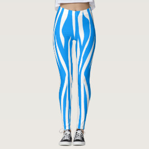 Licht blauwe Zebra afdrukken Leggings