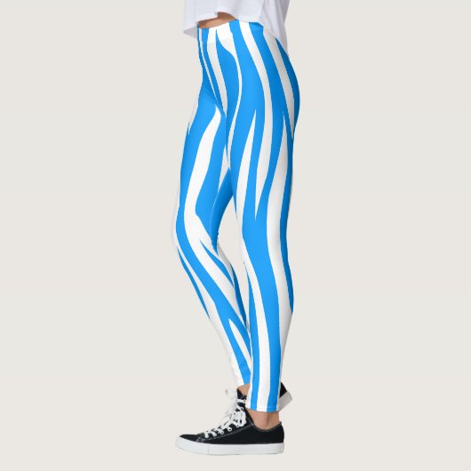 Licht blauwe Zebra afdrukken Leggings (Links)