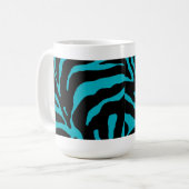 Licht blauwe Zebra Stripe Animal Print Koffiemok (Voorkant links)