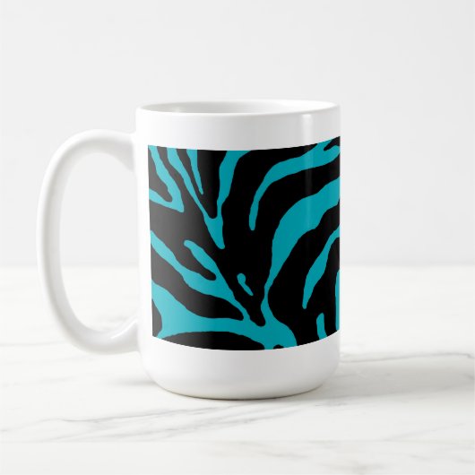 Licht blauwe Zebra Stripe Animal Print Koffiemok (Links)