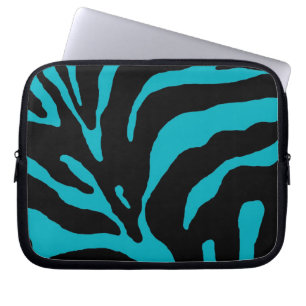 Licht blauwe Zebra Stripe Animal Print Laptop Sleeve
