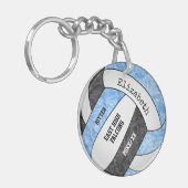 Licht blauwe zwarte meisjes aangepast volleybal sleutelhanger (Voorkant Links)