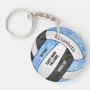 Licht blauwe zwarte meisjes aangepast volleybal sleutelhanger
