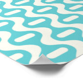 Licht Blauwgroen, Aqua Wavy Retro Patroon Poster (Hoek)