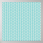 Licht Blauwgroen, Aqua Wavy Retro Patroon Poster (Voorkant)